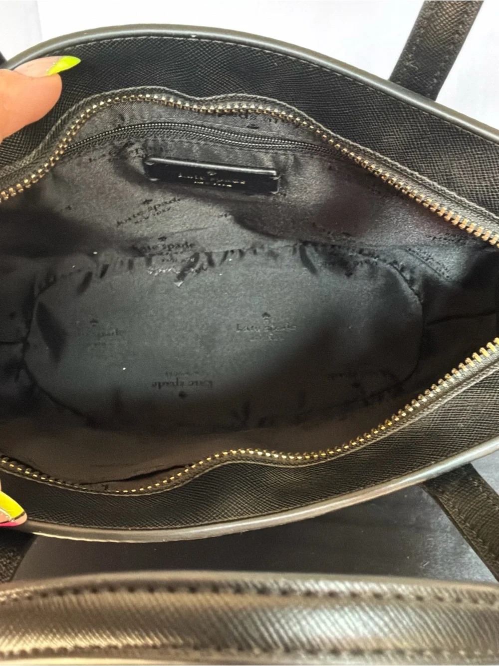 kate spade Black Glitter Tote with Gold Logo